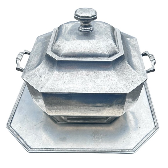 MARINONI Arte Italica Other - MARINONI Arte Italica Pewter Soup Tureen Tray Mid Century Modern Italy